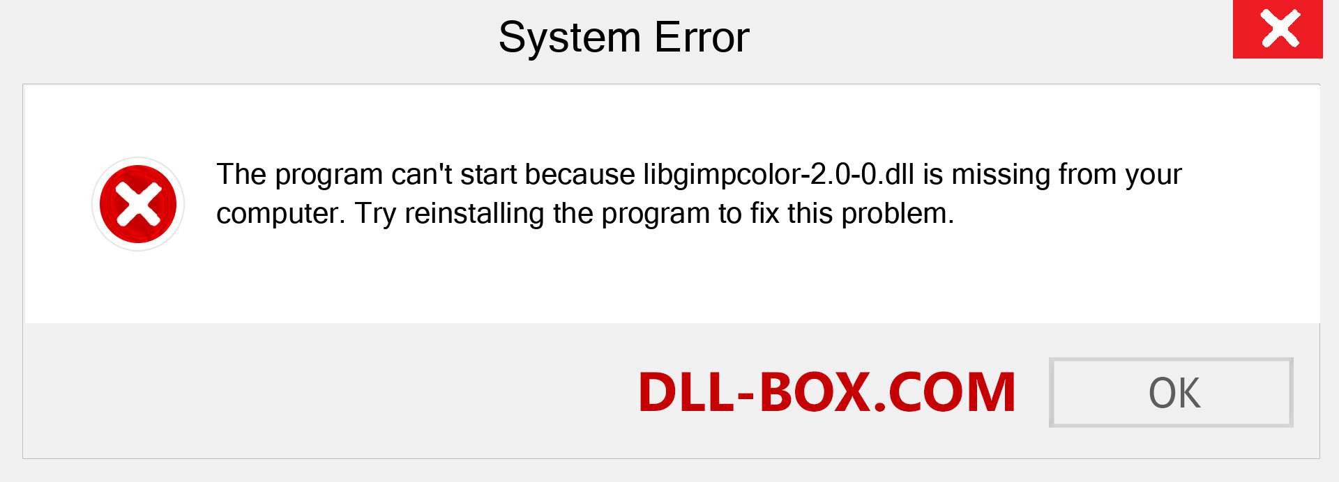  libgimpcolor-2.0-0.dll file is missing?. Download for Windows 7, 8, 10 - Fix  libgimpcolor-2.0-0 dll Missing Error on Windows, photos, images